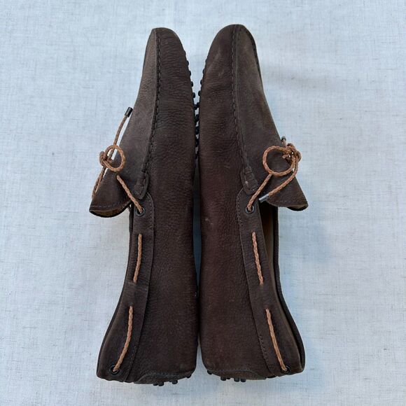 TOD'S Men's Dark Brown Gommini Nubuck Leather Driving Moccasin Loafers Size 13 - Picture 8 of 12